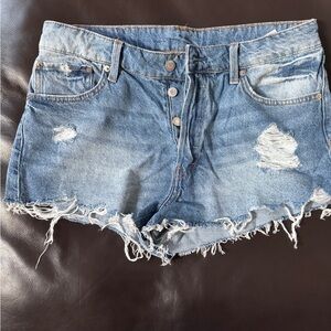 H&M Light Blue Ripped Jean Shorts